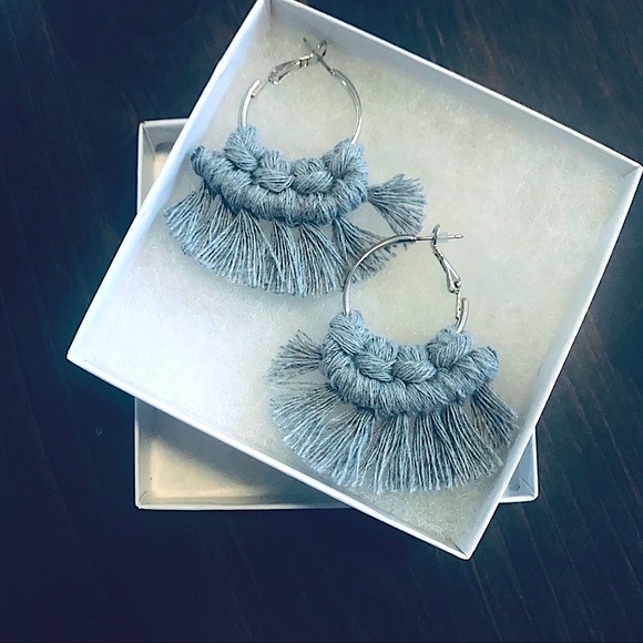 🆕Super Cute Trendy Woven Macrame Fancy Hoop Earrings Lightweight In Many Colors - Picture 6 of 16